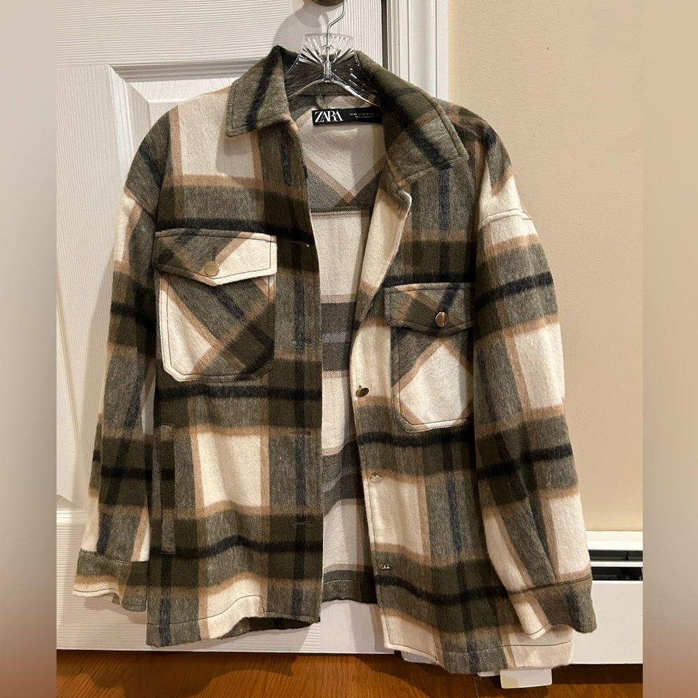 Zara flannel plaid shacket